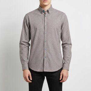 Tom Taylor Men's Fitted Button Down Shirt Gingham Pattern